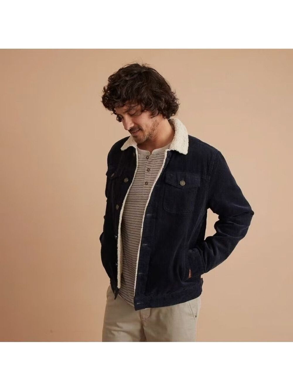 Marine LayerBoise Cord Sherpa Trucker in Sky Captain - Picture 3 of 9